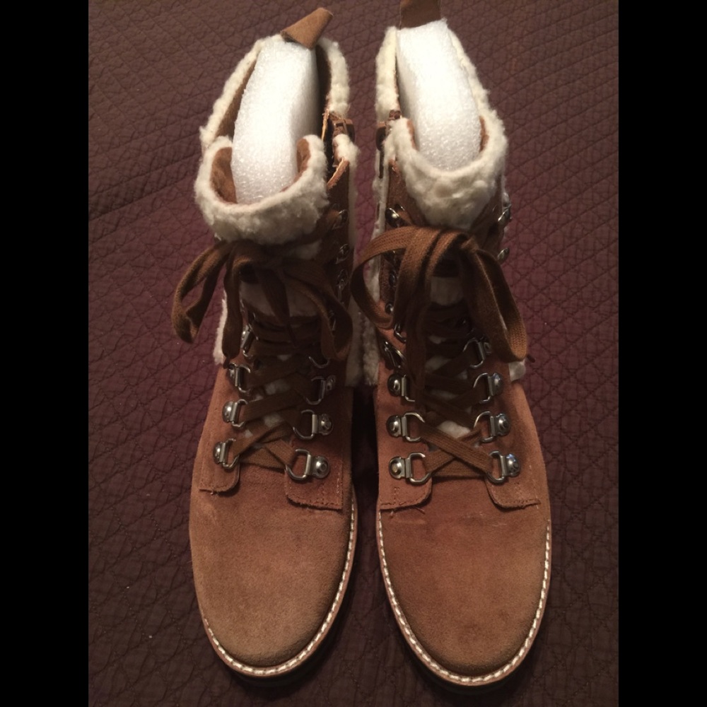 STEVE MADDEN LACIE COGNAC SUEDE BOOTS